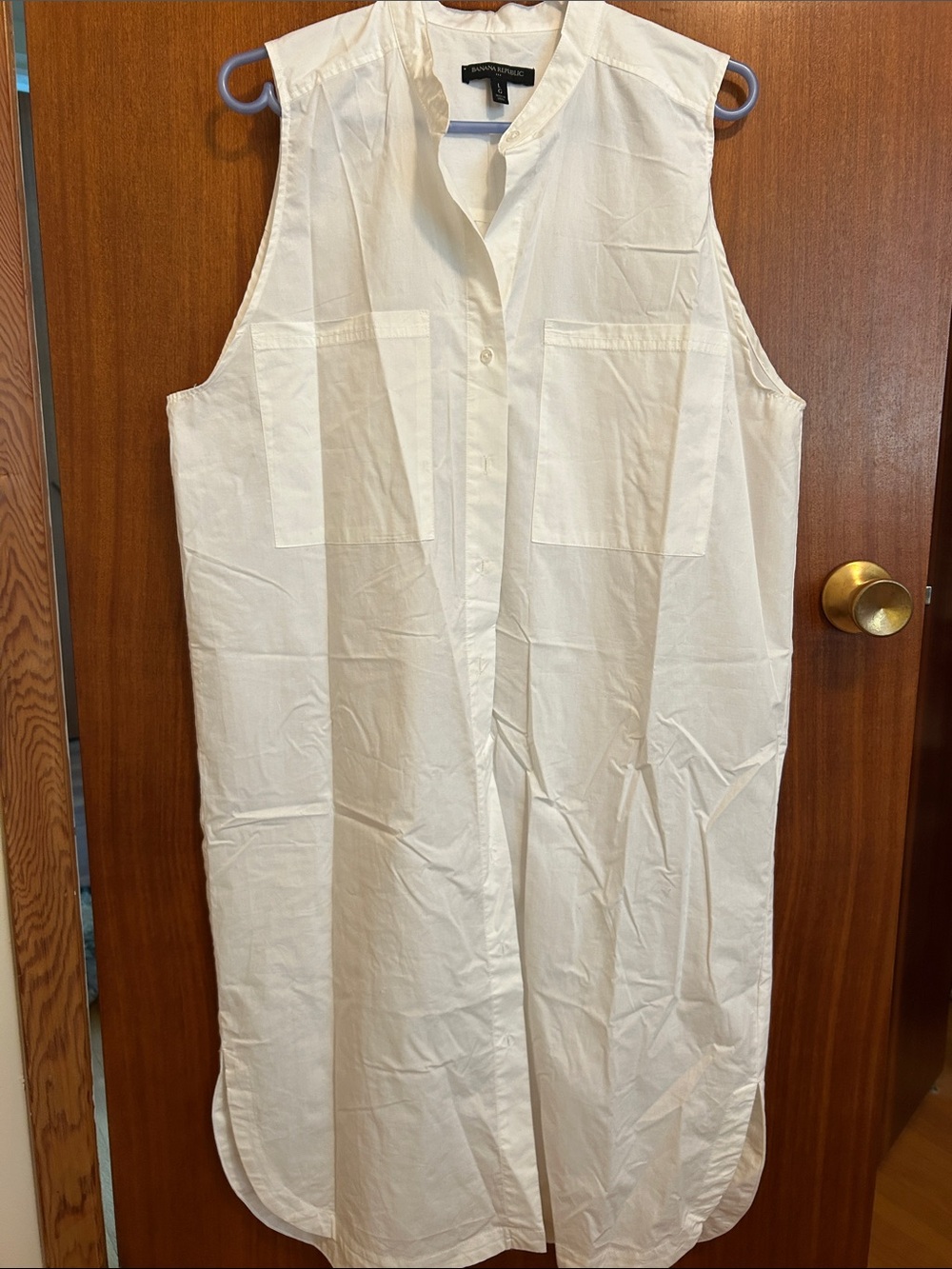 Banana Republic White Sleeveless Shirt Dress